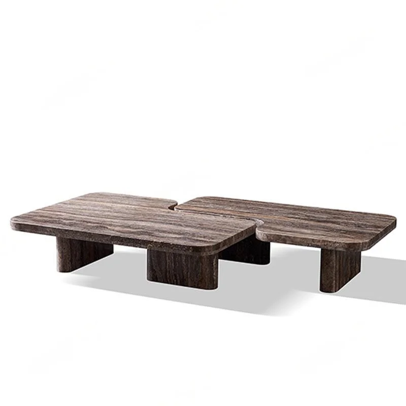 

Luxury rustic minimalist coffee table set with unique irregular design, suitable for modern apartment portability and party use
