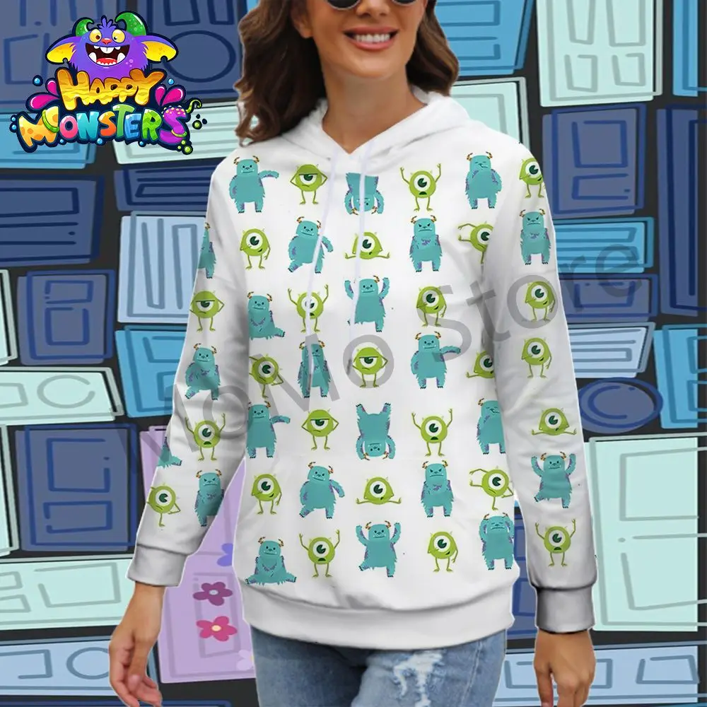 Disney Monsters Inc. Men's Women's Hoodies Leisure Y2k Pullovers S-3XL Lovely Long Sleeve New Black Hoodie Ladies Fashion Kawaii