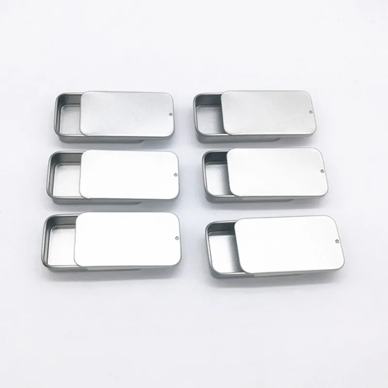 

Mini Sliding Tin Box, Small Lip Balm Box, Cosmetic Packing Metal Case, 60x34x11mm