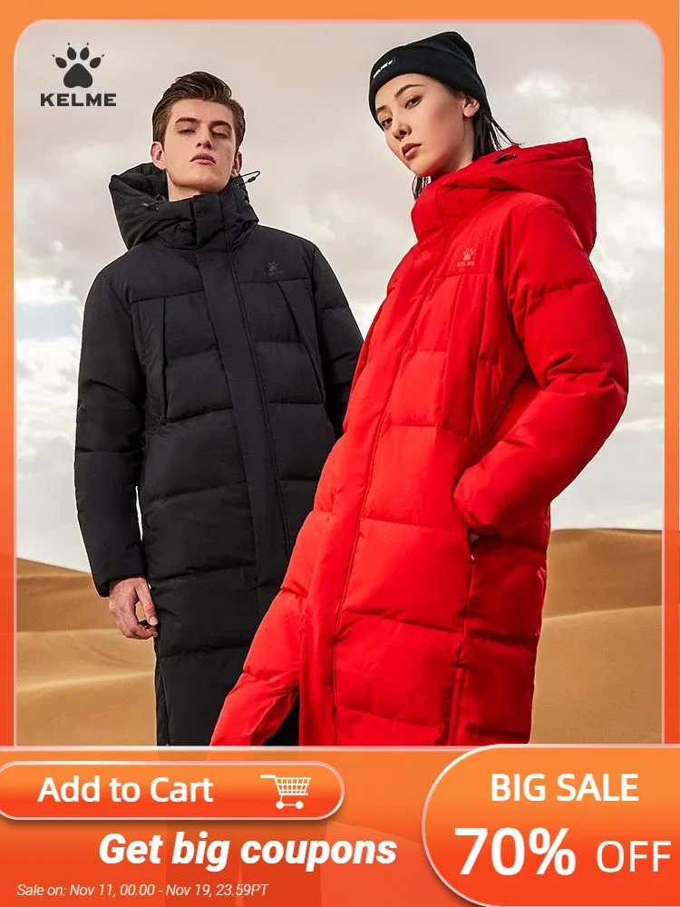 

Спортивный пуховик Kelme, женское длинное зимнее пальто, толстая теплая хлопковая куртка, ветрозащитное и снежное пальто