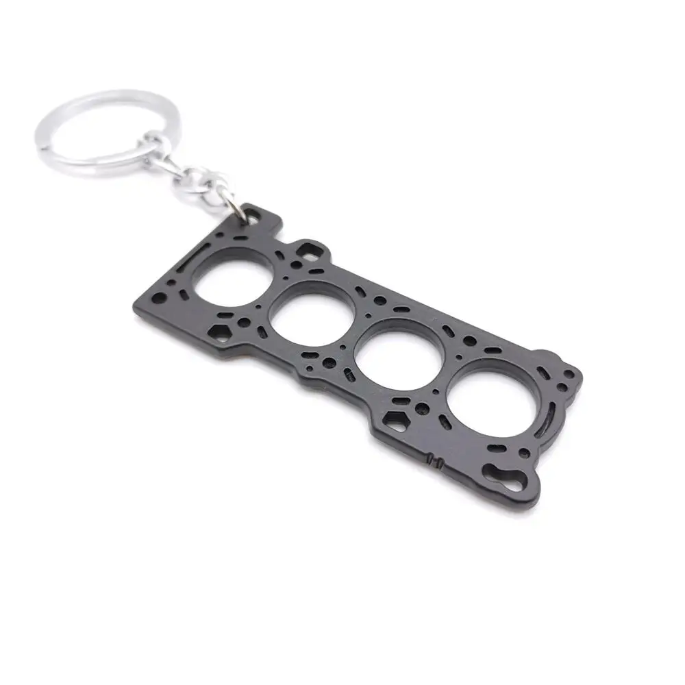 Universal Car Parts Keychain Set All Black Style Metal Keyrings Turbine Shock Engine Cover Pipe Key Chain Creative Gift For Men