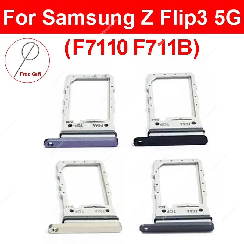 For Samsung Galaxy Z Flip 3 Flip3 5G F7110 SM-F7110 Sim Card Tray SIM Card Reader SIM Card Holder Slot Replacement