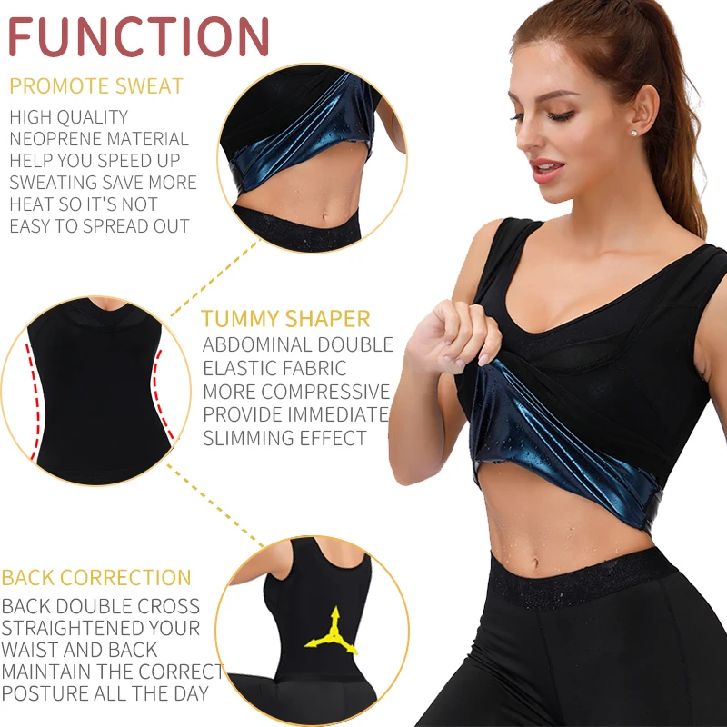 Women Thermo Sweat Vest Men Sauna Tank Top Slimming Belly Compression Waist Trainer Fat Burning Abdomen Workout Shirt Gym Corset