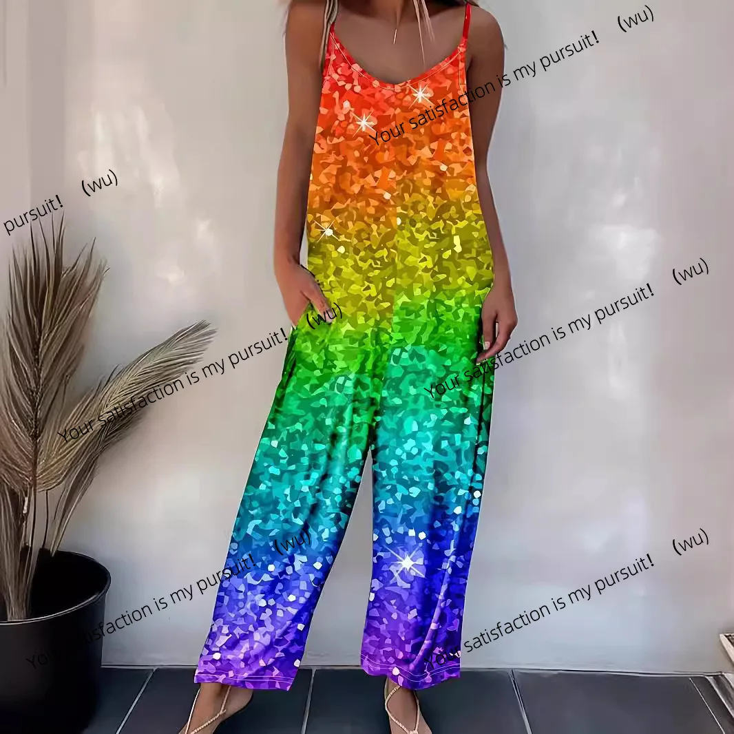 Primavera y verano pantalones casuales con tirantes para mujer otoño nuevo mono sin mangas estampado para mujer