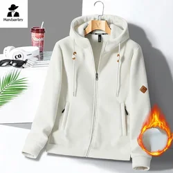 Winter Warm Cashmere Jacket Men's High-end Fleece-lined Thickened Hoodie Coat Casual Women's Outdoor Camping Cold-proof Jacket