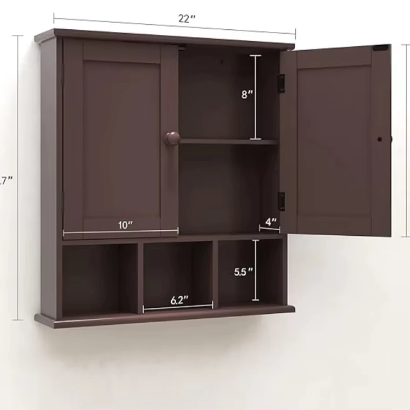 

Дизайнерские 2-дверные деревянные настенные шкафы для ванной комнаты, регулируемые полки, водонепроницаемые, с мягким закрыванием, экологичные, для столовой и кухни