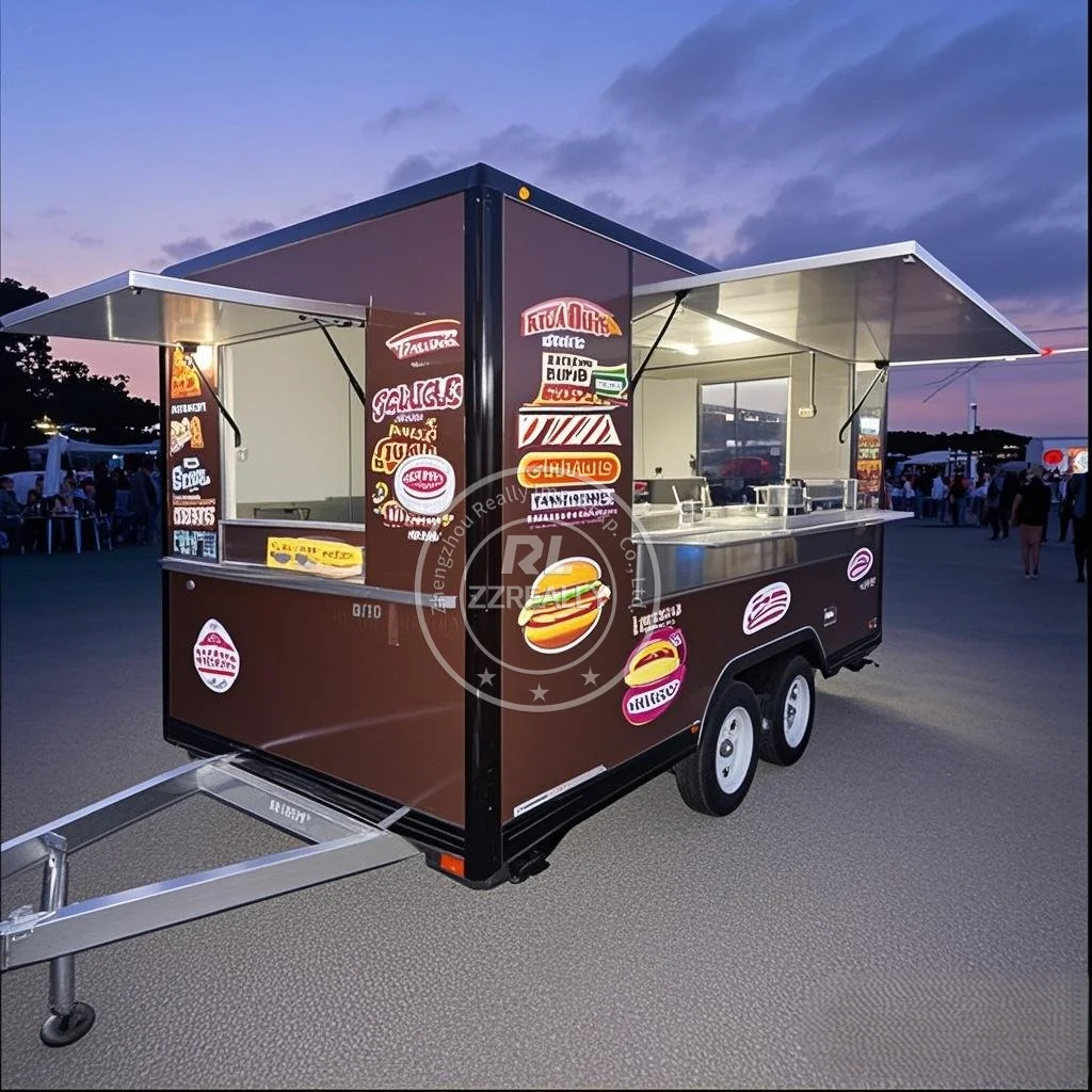 

Retro Food Truck Mobile Kitchen Outdoor Catering Burger Hot Dog Concession Food Trailer With DOT certification