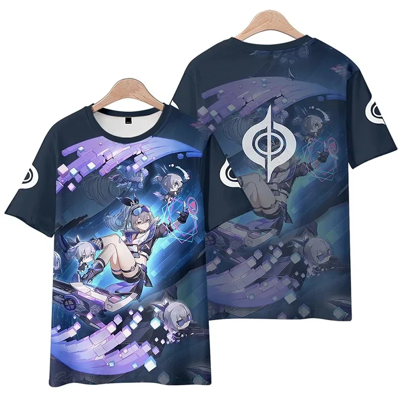 Anime Honkai Star Rail Silver Wolf 3D kaus cetak Wanita Pria Musim Panas O-neck lengan pendek kaus lucu Tshirt grafis kaus Cosplay 2024