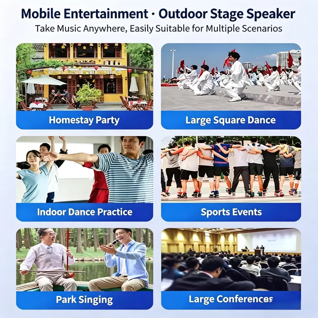 High Power Portable Trolley Bluetooth Speaker 2026 New Model Outdoor K Song Stereo For Square Dance Stage Performance