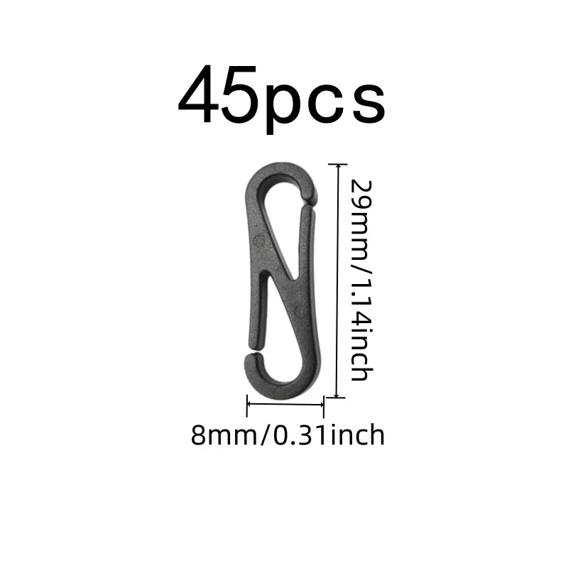 45 pcs Plastic Spring Hooks, Bag Accessory Fixing, Lightweight Plastic, Double Head Connection, Multipurpose