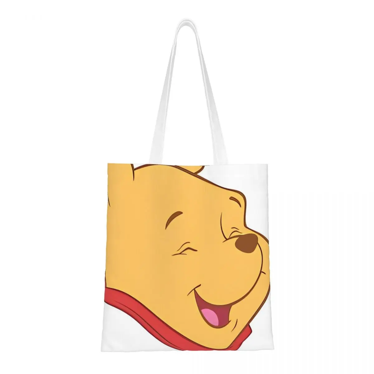 Cute Winnie The Pooh Smile Canvas Tote Handbag Grocery Bags Reusable Shopper Bags for Women