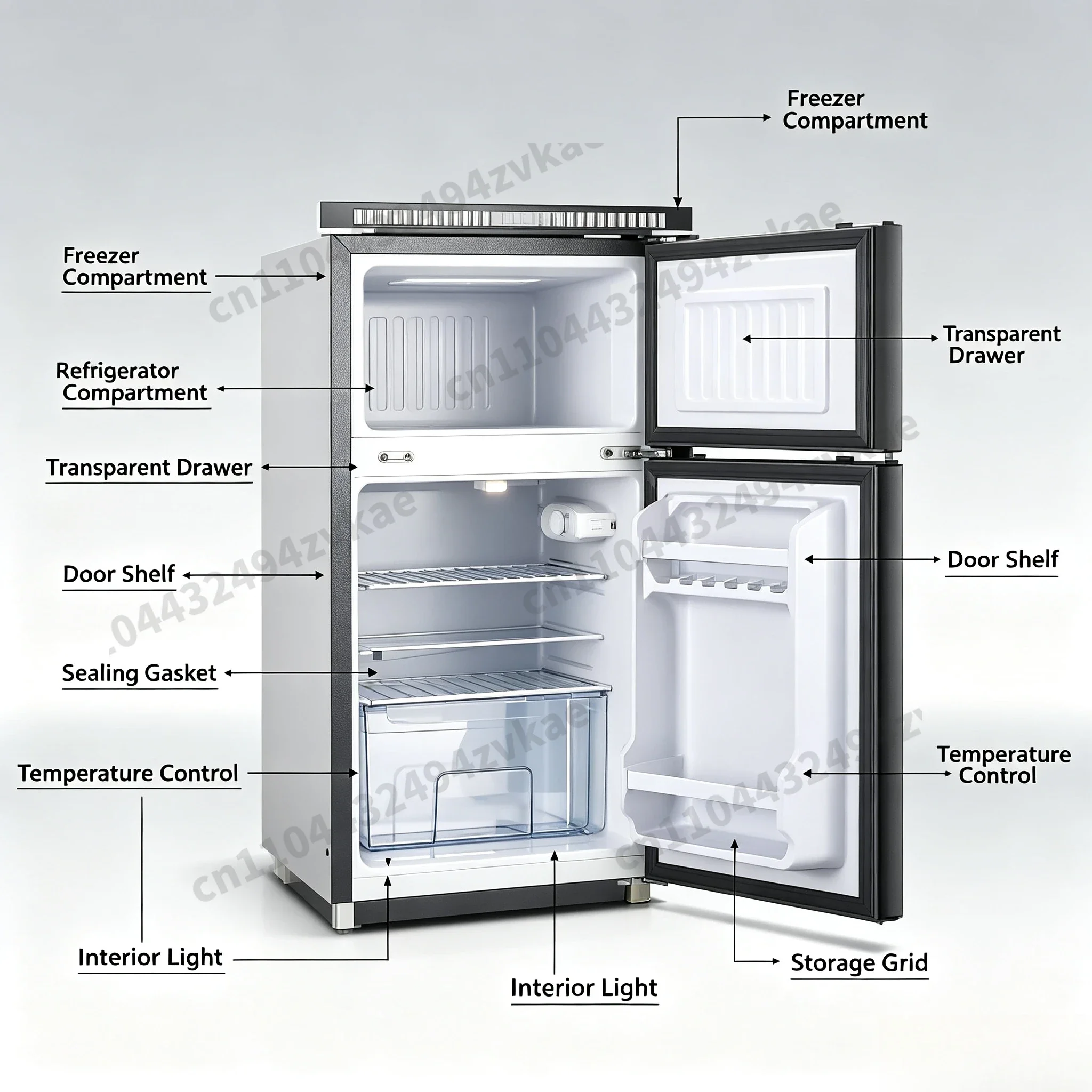 DC Compressor RV Refrigerator 12V/24V/48V, Solar Battery Powered Fridge Freezer Special for Camper Yacht Caravan Off-Grid Travel