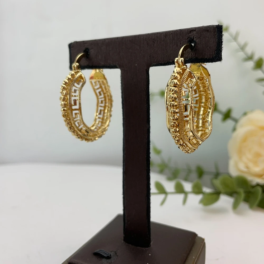 Yuminglai Fashion Luxury Dubai Jewelry Accessories Superior Quality Goldplated Earrings for Women FHK28379