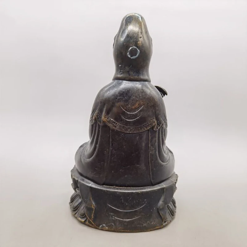 Collectible Artifacts: Old Figurine for Home Living Room Decoration, Brass and Purple Bronze Guanyin Buddh