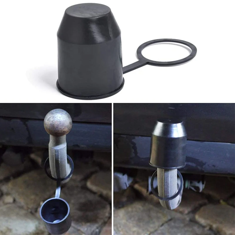 50Mm Tow Bar Cap Black Durable Caravan Trailer Protection Towing Hitch Tow Ball Cover Car Accessories Prevent Falling Universal