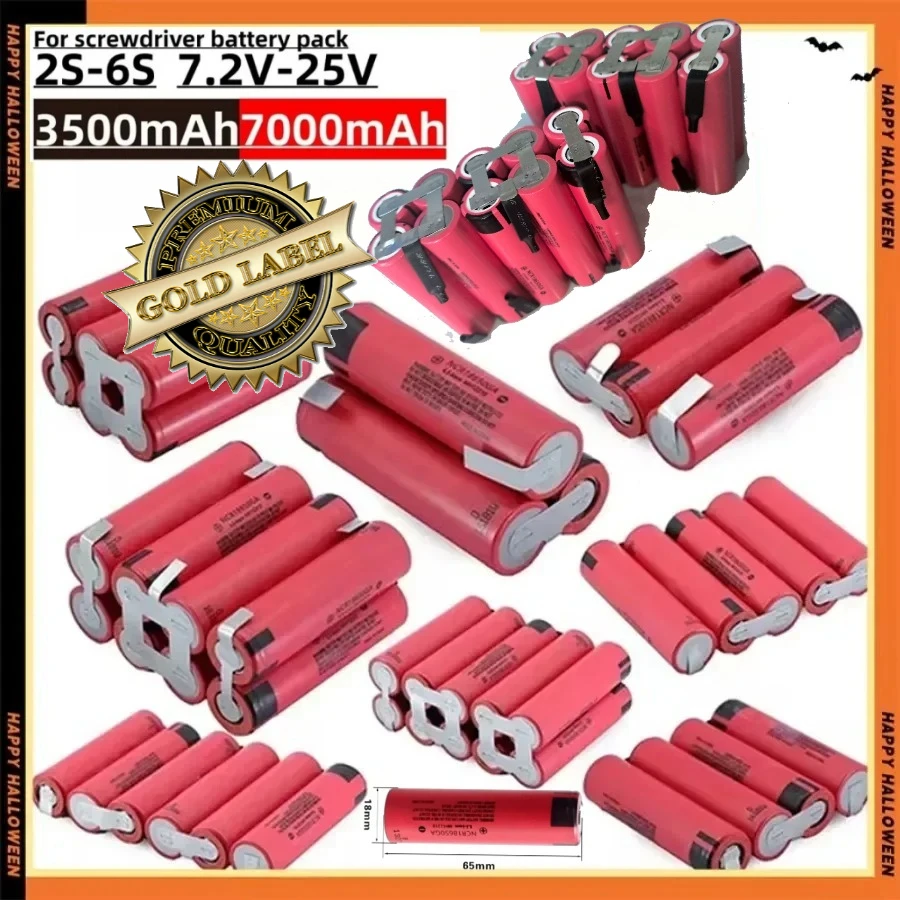 Original 18650 GA 2S 3S 4S 5S 6S 3500-7000mAh High Capacity Customizable for Screwdriver Welding Battery 18650 12V 14.4V 18V 25V