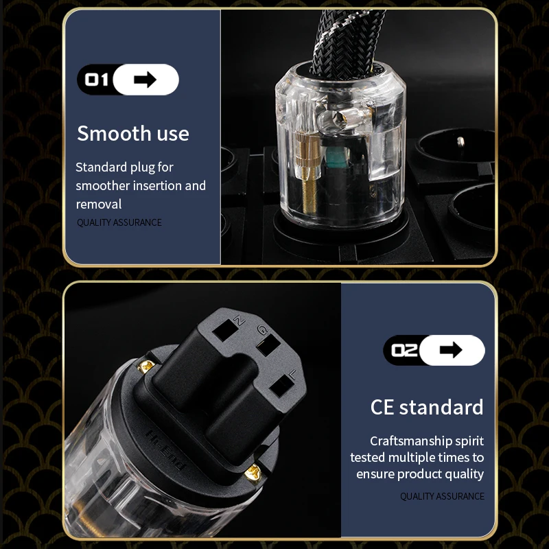 YYAUDIO EU Standard HiFi Power Cable OFC Gold Plated Plug for Amplifier Tube Amp CD Player Decoder Active Speaker Filter