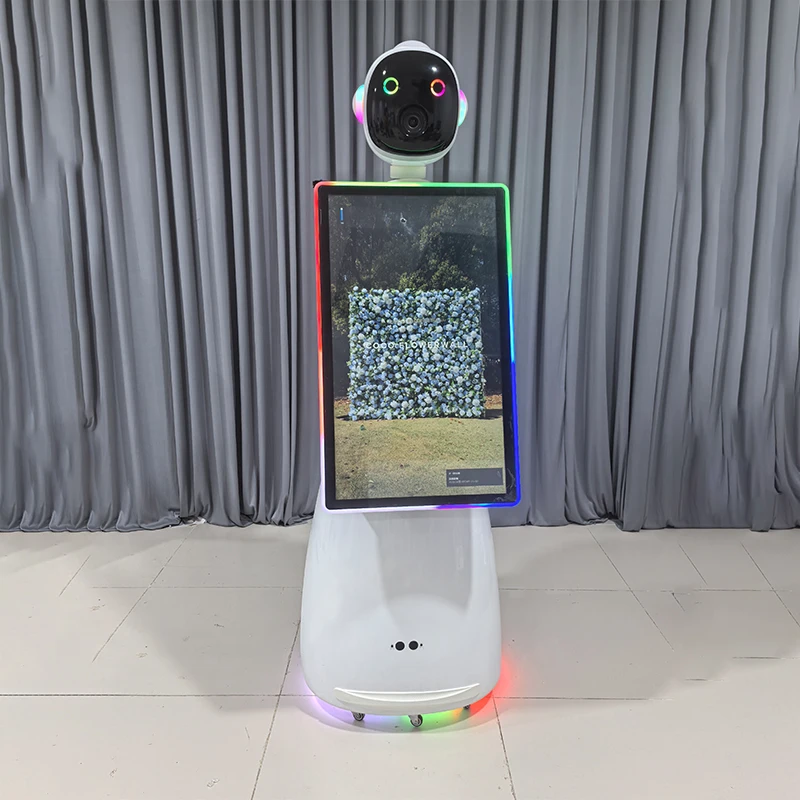32-Inch artificial intelligence-generated custom photo booth, robot-compatible with iPad camera DSLR, for individual or group
