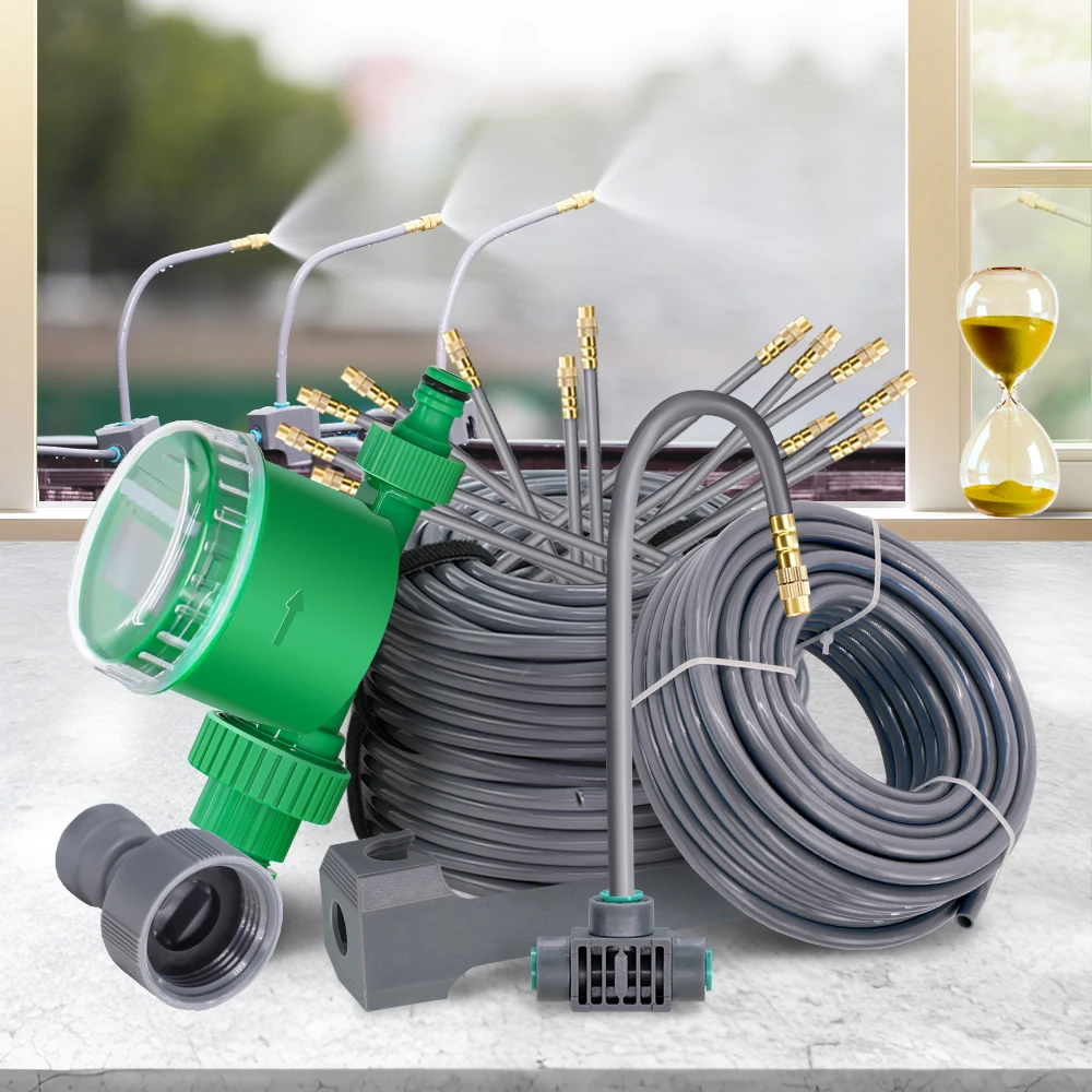 

5M-25M Adjustable Misting Nozzle 360° Bendable Cooling Irrigation System Garden Watering Sprinkler Spray Kit Quick Push Fittings