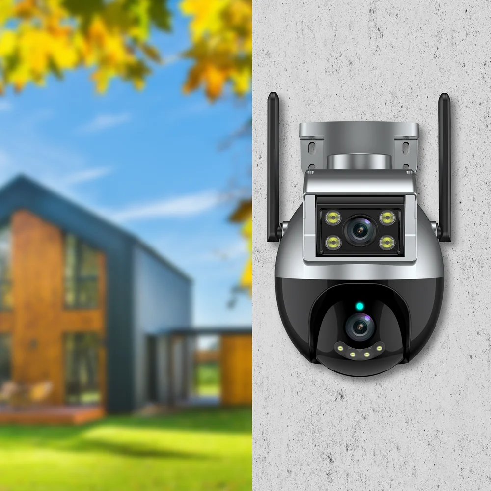 4MP ICAM365 Dual Lens Outdoor WIFI IP Camera Waterproof Color Night Vision CCTV Speed Dome Wireless Security IP Camera