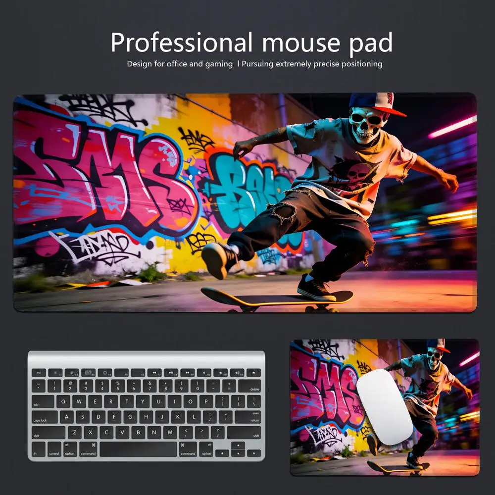 

HYBXAXC Skeleton Hip-Hop Graffiti Art Large Gaming Mouse Pad NonSlip Rubber Base Extended Desk Mat for Mouse Perfect for Gamer