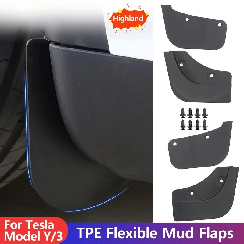

Гибкие брызговики из ТПЭ для Tesla Model Y 3 2017-2023 2024, брызговики без сверления, лента, брызговики, аксессуары для крыльев