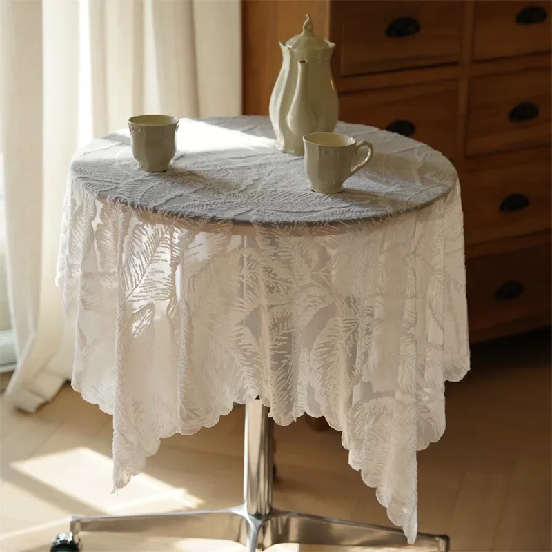 HYS feather yarn ball edge lace tablecloth pastoral rectangular dining table cloth coffee table small round table