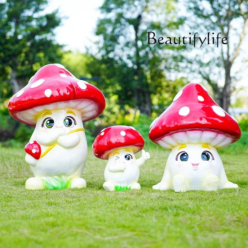 Mushroom sculpture lawn decoration landscaping ornaments shopping mall Meichen model community  outdoor