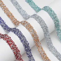 12Mm Self-Adhesive Resin rhinestone Trim Glitter Crystal Strass Tape Chain Ribbon Dia Sticker Belt Wedding Dress Garment Crafts