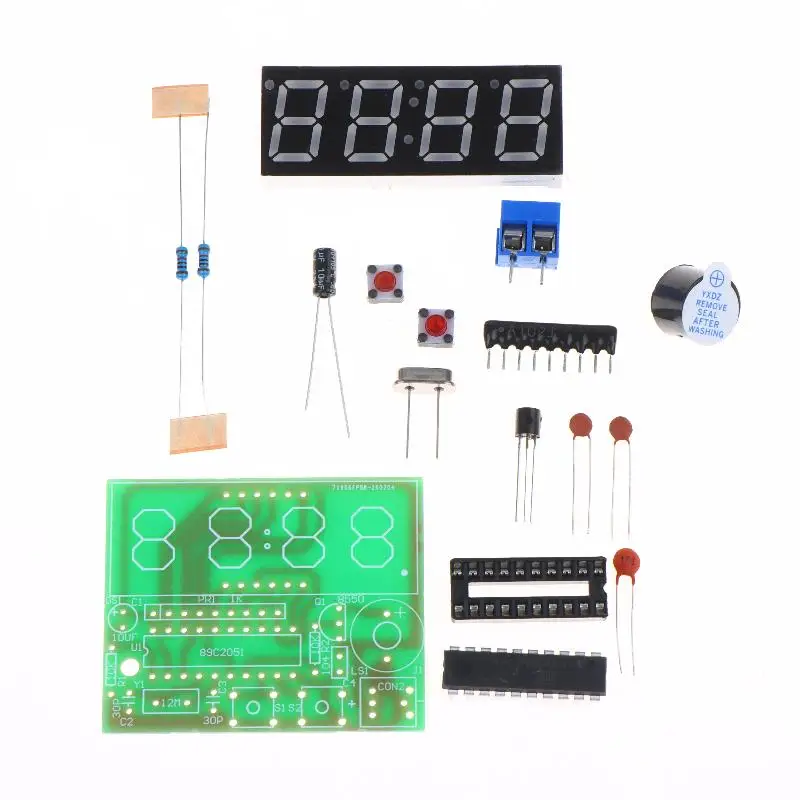 DIY 4 Digit Digital Electronic Clock Kit LED Time Display Module Electronic Learning Kit For Soldering Practice Teaching