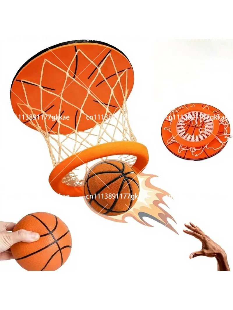 Quick-Mount Ceiling Basketball Hoop, Portable Indoor Hoop with Soft Mini Balls, Stress-Relieving Fun for Adults & Office
