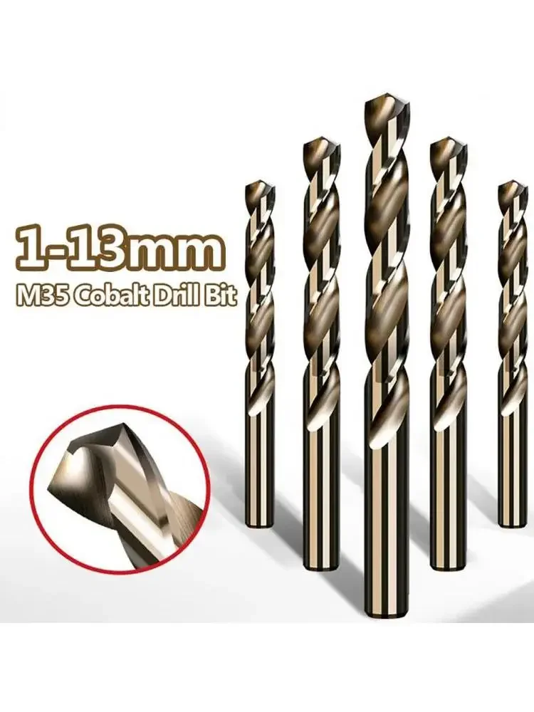 Foret HSS-Co au Cobalt M35 de 1mm à 13mm, pour les opérations de perçage du fer en acier inoxydable, travail des métaux, pointe ronde fendue à 135 points