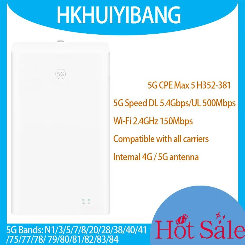 

Unlocked Brovi 5G CPE Max 5 H352-381 5.4Gbps WiFi 2.4GHz Outdoor Modem 5G 4G LTE Cat20 RJ45 POE Wireless Router 4x4 MIMO IP65