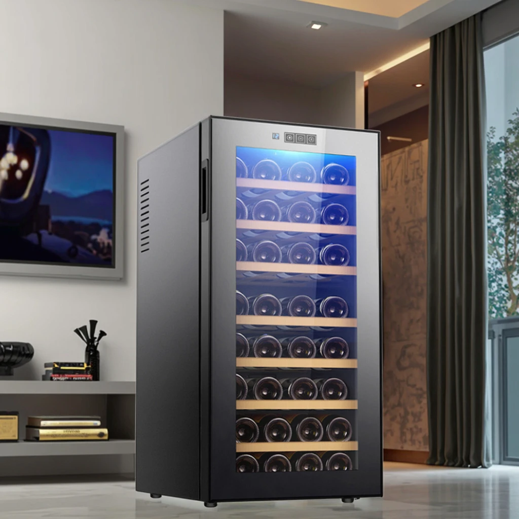 Wine Cooler Wine Cellar Silent Operation Bedroom Mini Bar 78L 32 Bottle Wine Refrigerator