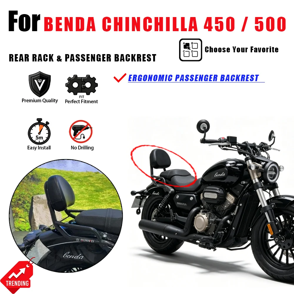 Portaequipajes Trasero para Benda Chinchilla 450 500, Soporte para Baúl, Respaldo para Pasajero, Accesorios para Moto