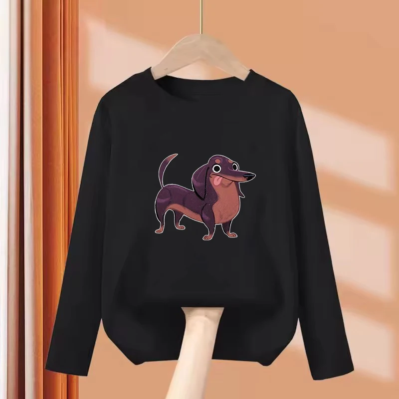 Long Sleeve Fashion Dachshund Dog Funny T Shirts Animals Kids Children's T-shirt Boys Girls Summer Spring Casual Top Tee Shirt