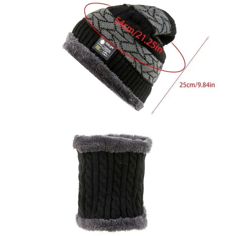 652F الصوف بطانة Skullies قبعة صغيرة الرقبة قبعة الشتاء الدافئة الرجال قبعة قبعة صغيرة منديل