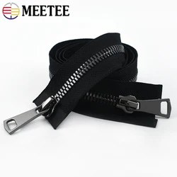 Meetee 70/80/90/100cm 8# Metal Zippers Open End Double Slider Zipper Clothes Bags Auto Lock Zips Repair DIY Sewing Accessories