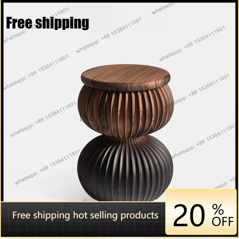 YJ Art Creative Stereo Solid Wood Stool Italian Minimalist Side Table Niche High-end Corner Coffee Table For Living Room