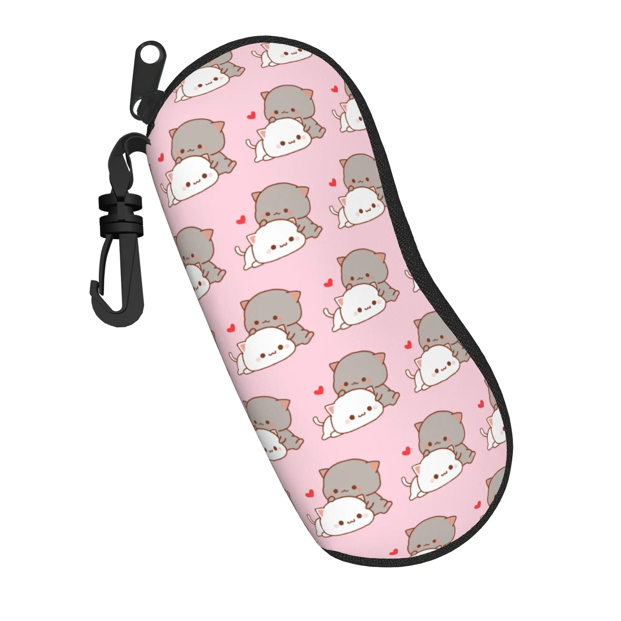 Kawaii Peach and Goma Glasses Case Men Women Accessories Mocha Mochi Peach Cat Glasses Protector Anti-Pressure Glasses Box