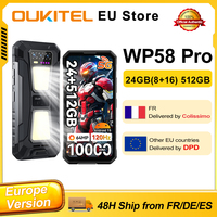 OUKITEL WP58 Pro Android 15 Rugged Phone 24GB(8+16) RAM 512GB ROM 10000mAh 33W 6.7'' HD 120Hz 64MP NFC Camping Lamp Smartphone