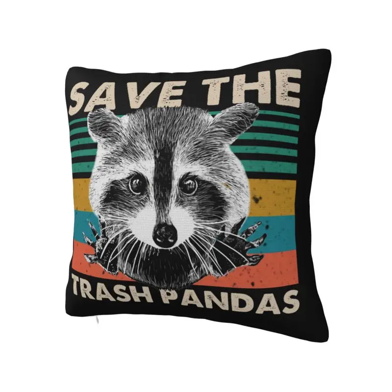 Save The Trash Pandas Raccoon Throw Pillow Covers Bedroom Decoration Cushions Cover For Sofa Car Square Polyester Pillowcase