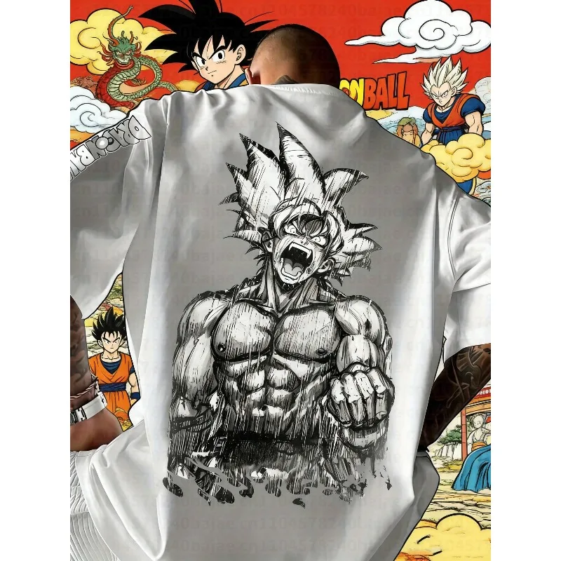 2026 Sommer Dragon Ball 100% Baumwolle Bedrucktes T-Shirt für Herren – Neu, Anime-Motiv, Bequem und Atmungsaktiv, Übergröße, Lässig, Locker