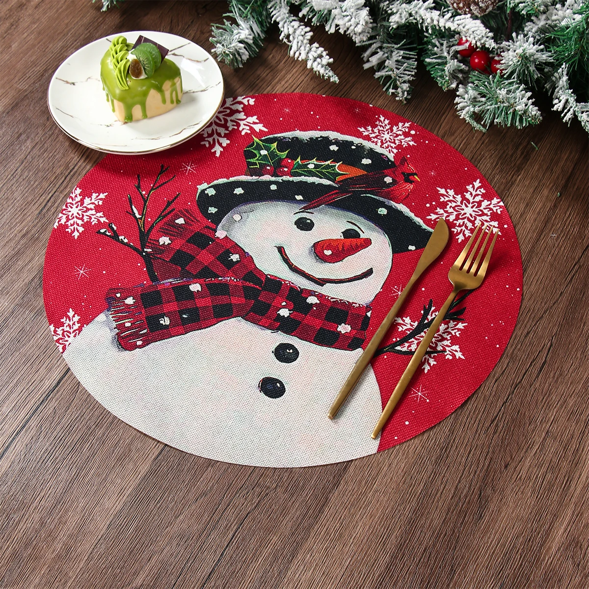 4pcs Christmas Vintage Placemat Merry Christmas Party Decoration 2025 Xmas Santa Claus Placemat Navidad Natal New Year Gift 2026