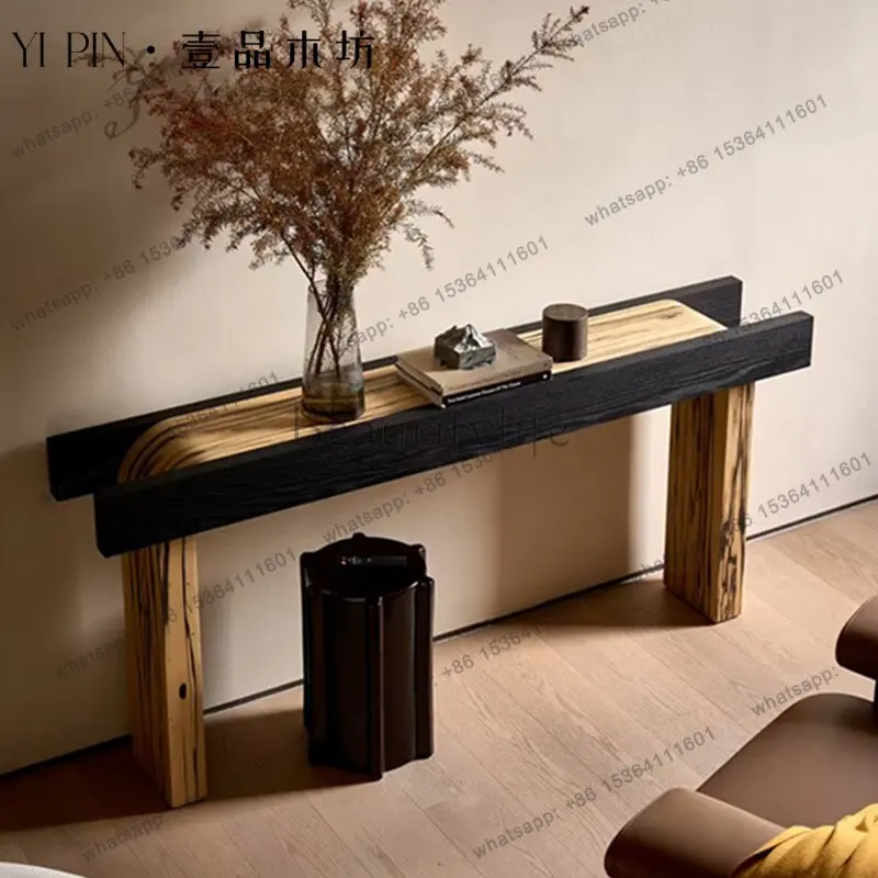 Medieval style solid wood table household living room entry table decoration table light luxury retro style