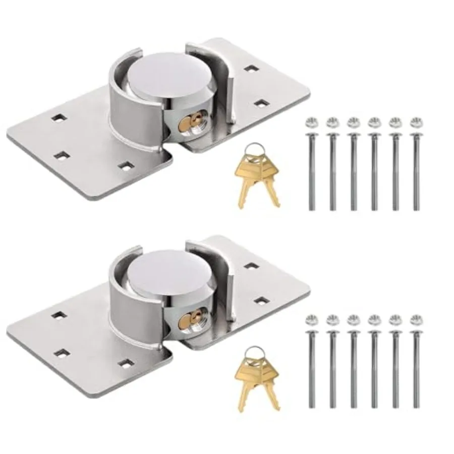 

2 Pack Van Door Padlock Keyed Alike Heavy Duty Solid Steel Hasp 73MM Garage Shed Door Lock Security Padlock Nut with 4 Keys for