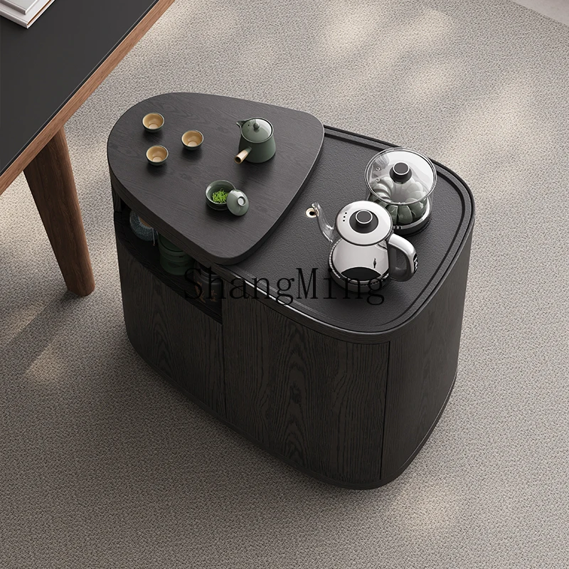 

ZYY household mobile tea table for home use modern simple living room side balcony small solid wood tea table