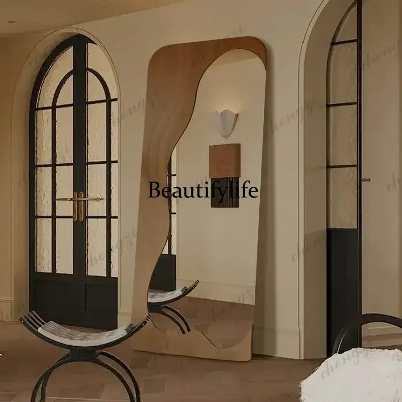 D8000   Nordic Big Standing Mirrors Full Body Wall Cute Princess Wooden Decorative Mirrors Living Room Dekoracyjne Lustra Home D