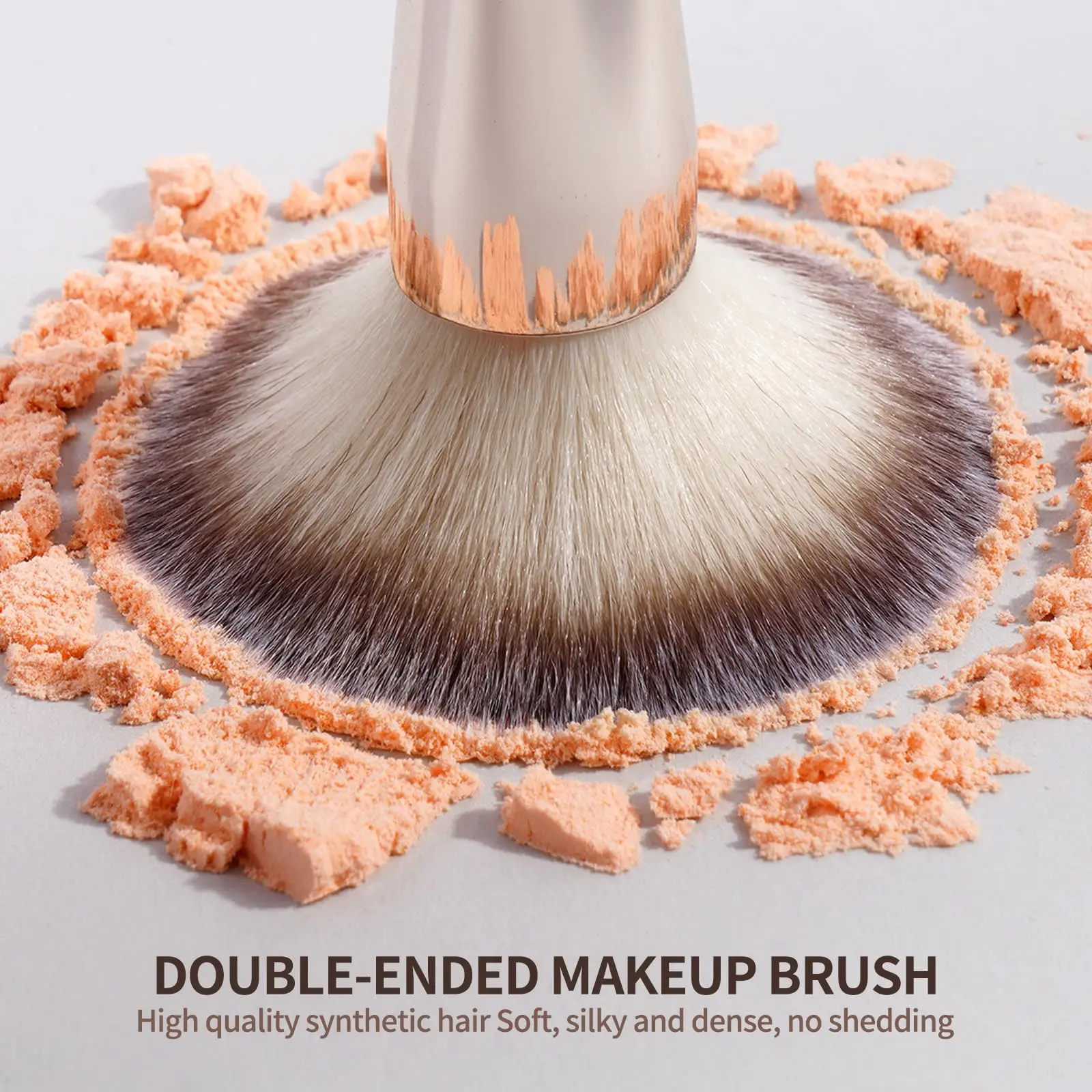 Pennelli per fondotinta, 2 pennelli per trucco a doppia estremità per sfumare polvere liquida, correttore, crema, fard, buffe (Oro)