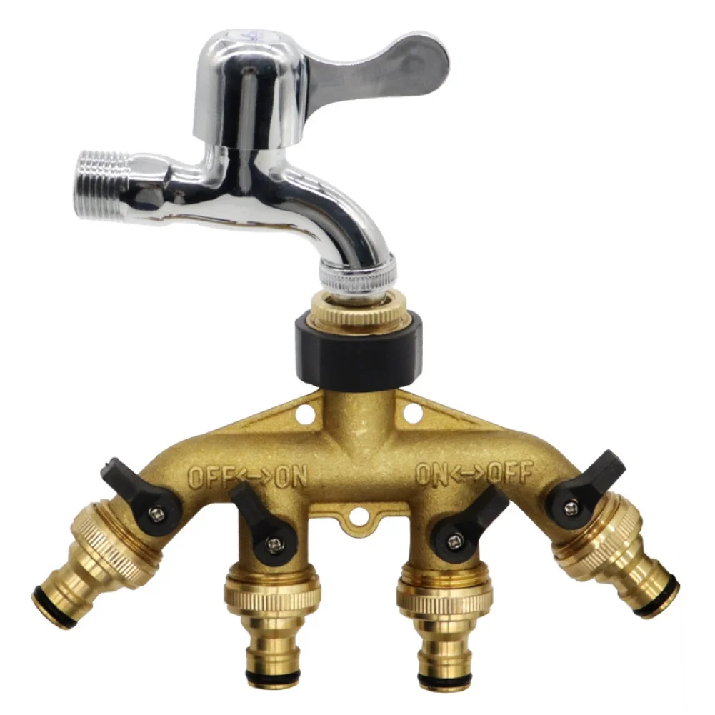 

Распределитель шлангов Четырехходовой распределитель Дозатор садового шланга Подходит для стандартных разъемов диаметром 3/4 Аксессуары с несколькими выходами